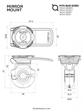 Soporte para movil Quad Lock a espejo