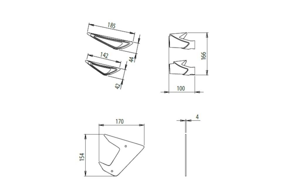 Alerones downforce laterales naked Yamaha MT-07 2021-2024 azules