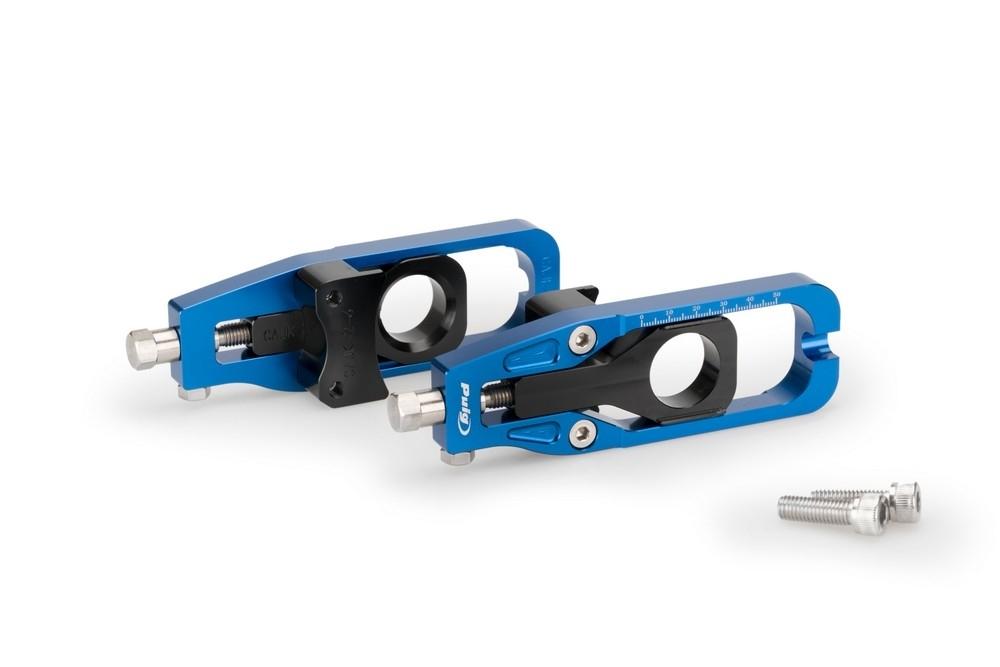 Tensores cadena aluminio CNC Kawasaki ZX-6R 2013-2017 y 2024- azules