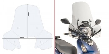 Parabrisas Kymco People S 300 2019-2023, Piaggio Medley /S 2020-2024, Sym Symphony 125 2020-2024 Givi transparente