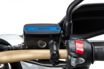 Tapa bomba freno delantero Honda modelos diversos, SYM Maxsym 400TL 2021-2024 azul