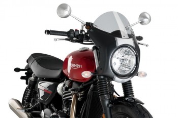 Semicarenado retro Benelli Imperiale, Honda CB1100, Triumph Scrambler, Speed Twin, Street Twin, Thruxton simil carbono-ahumada