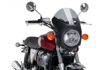 Semicarenado retro Benelli Imperiale, Honda CB1100, Triumph Scrambler, Speed Twin, Street Twin, Thruxton negro--ahumado