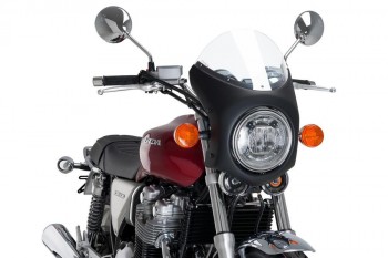 Semicarenado retro Benelli Imperiale, Honda CB1100, Triumph Scrambler, Speed Twin, Street Twin, Thruxton negro--transparente