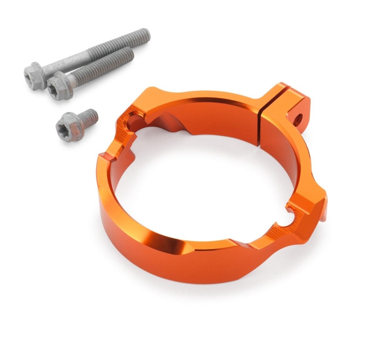 Protector brida escape CNC KTM 250-300cc EXC 2024, SX 2023-2024 naranja