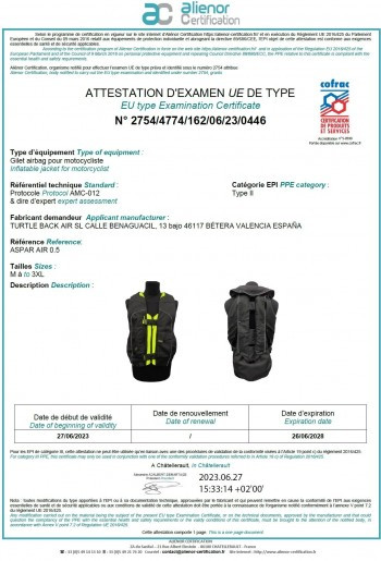 Chaleco Airbag Aspar Air 1.0 talla 3XL