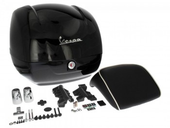 Baul 36L Vespa GTS, GTV, Super  Negro brillo 94 respaldo negro