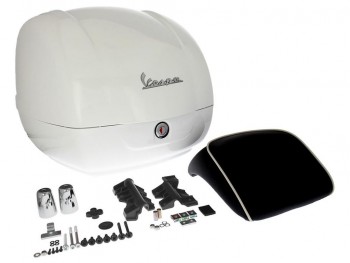 Baul 36L Vespa GTS, GTV, Super Blanco Montebianco 544 respaldo negro