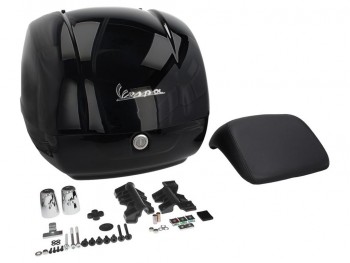 Baul 36L Vespa GTS, GTV, Super Negro Brillo 94 respaldo negro