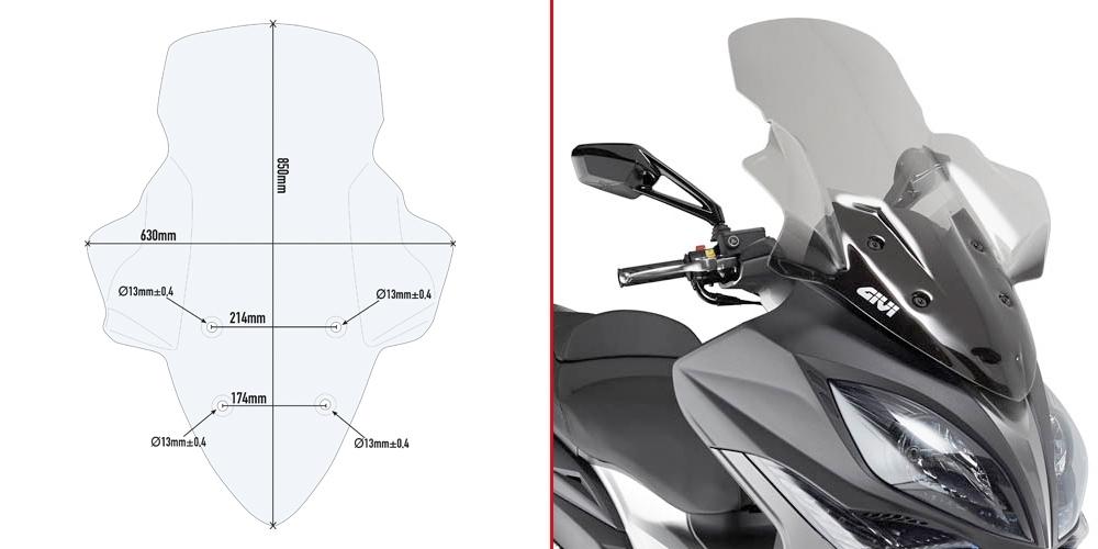 Parabrisas Kymco Xciting 400/S 2013-2024 Givi transparente alto