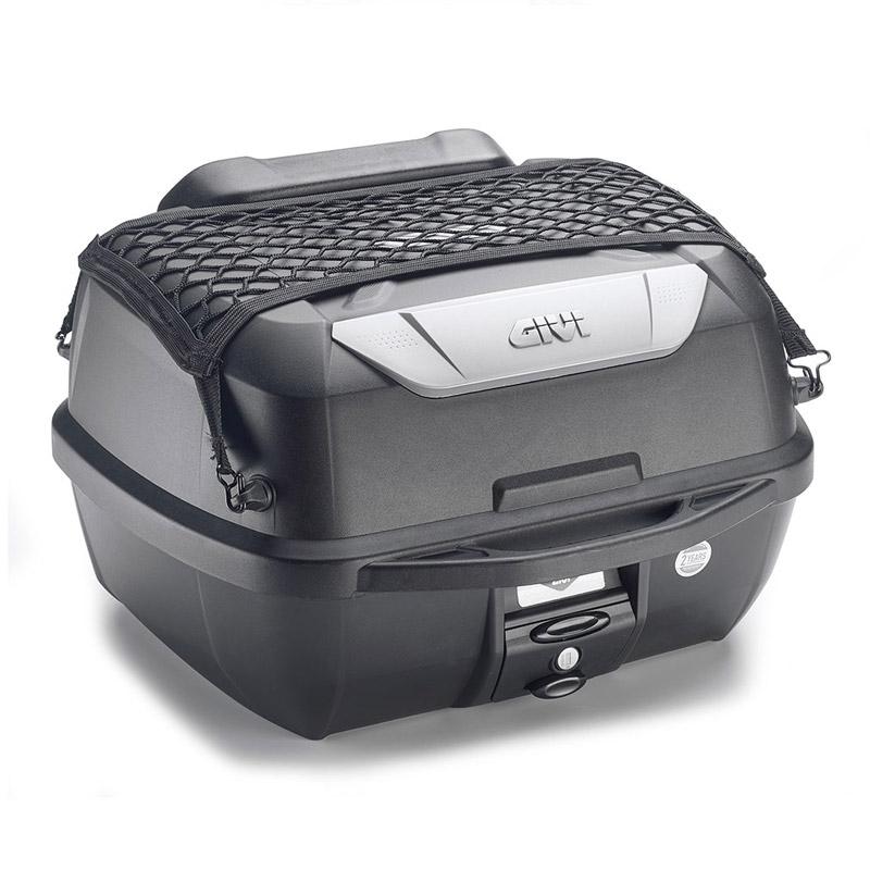 Baul 43L Givi E43 negro base con respaldo, red y alfombra