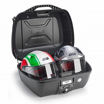 Baul 43L Givi E43 negro base con respaldo, red y alfombra