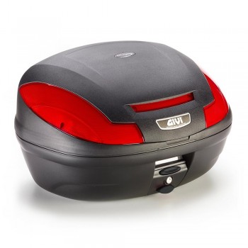 Baul 47L Givi E470 Simply III monolock negro base reflex rojos  (sin parrilla)